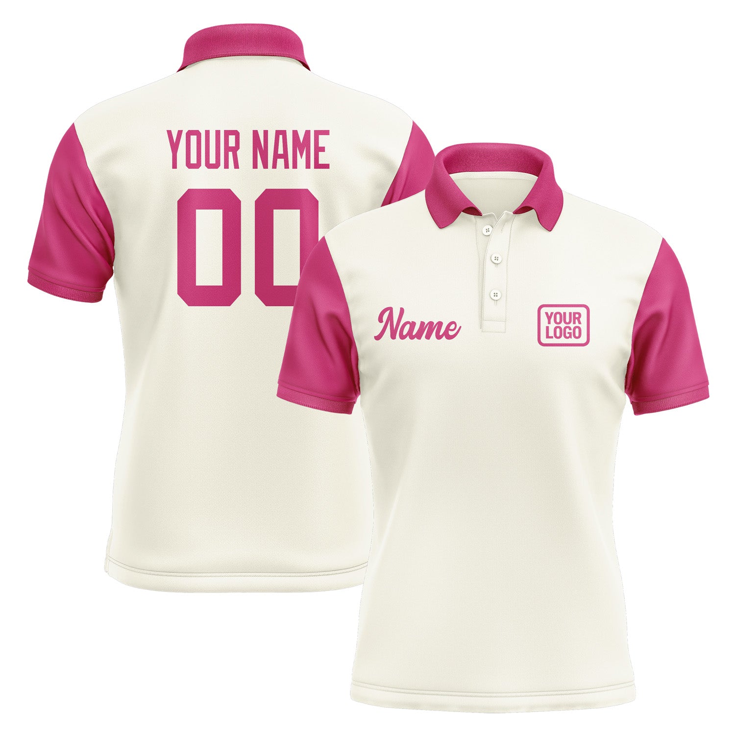 Custom Cream Pink Short-Sleeve Polo Shirt PO031313B113