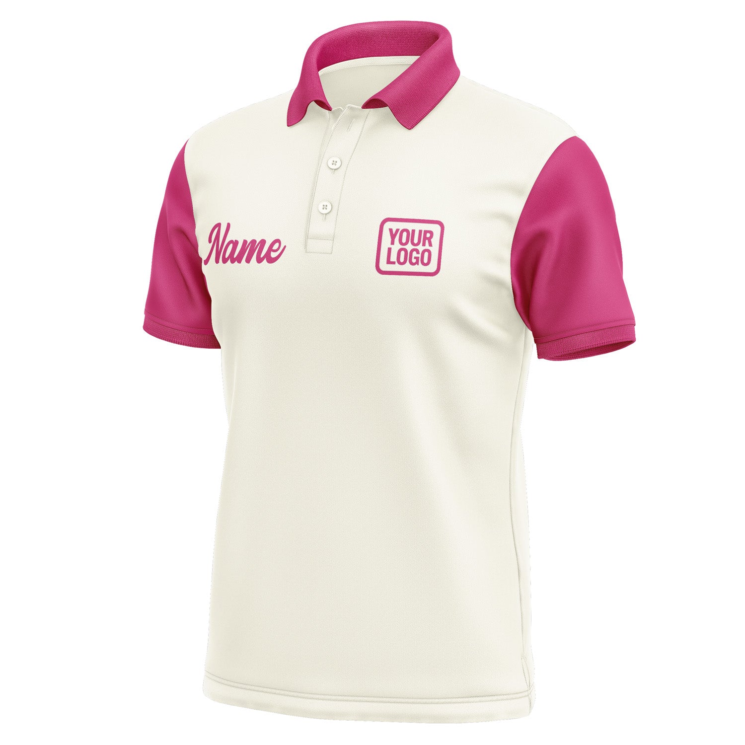 Custom Cream Pink Short-Sleeve Polo Shirt PO031313B113