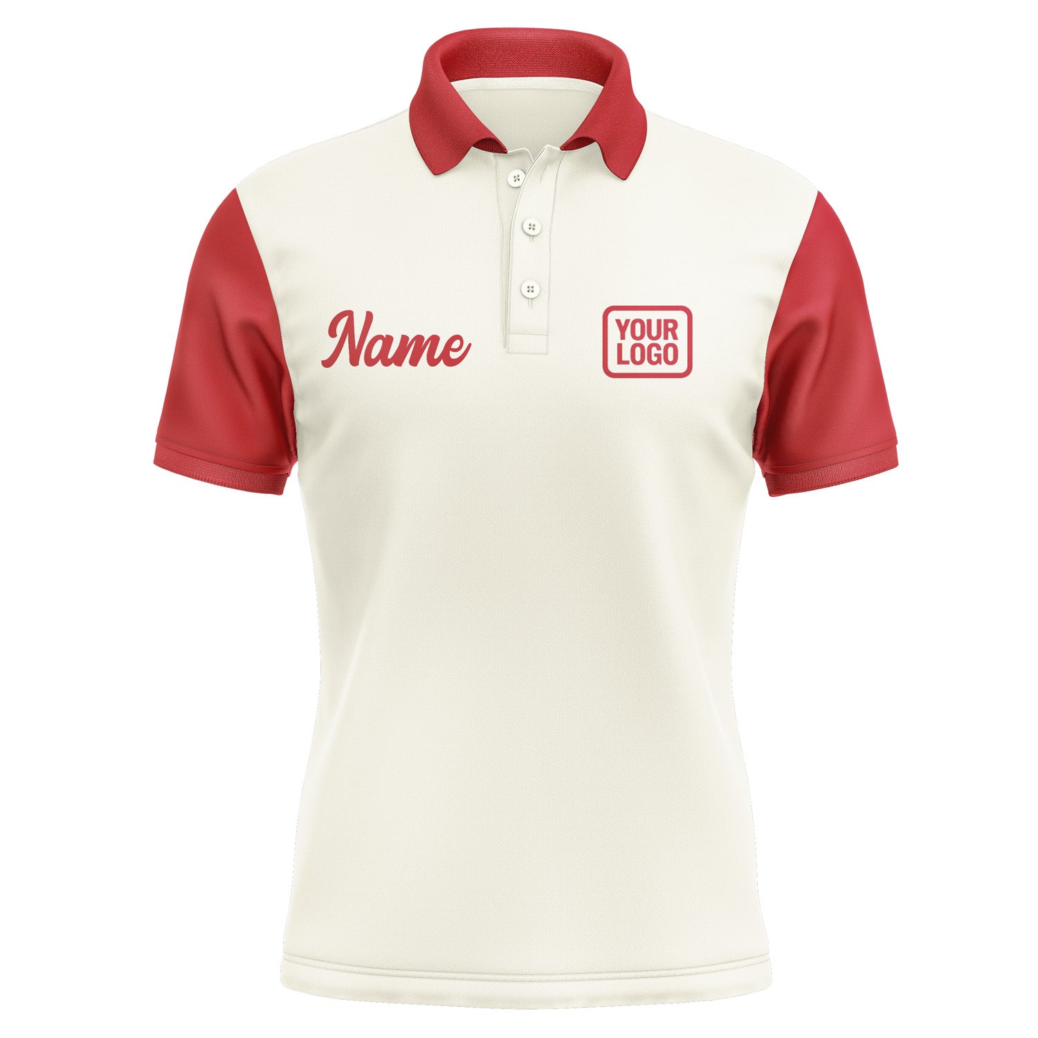 Custom Cream Red Short-Sleeve Polo Shirt PO031414B114