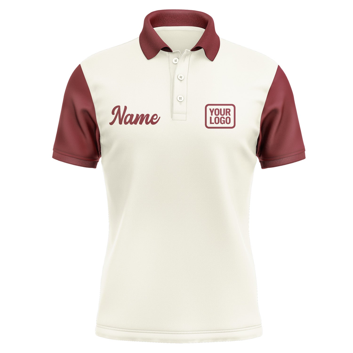 Custom Cream Crimson Red Short-Sleeve Polo Shirt PO031515B115