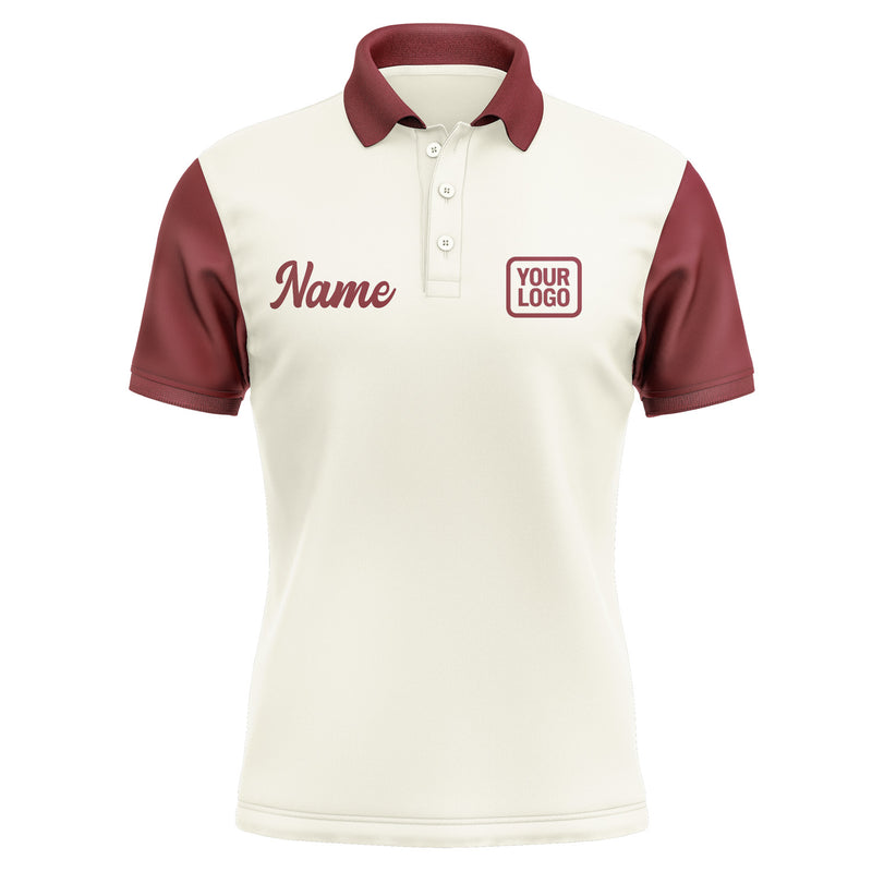 Custom Cream Crimson Red Short-Sleeve Polo Shirt PO031515B115