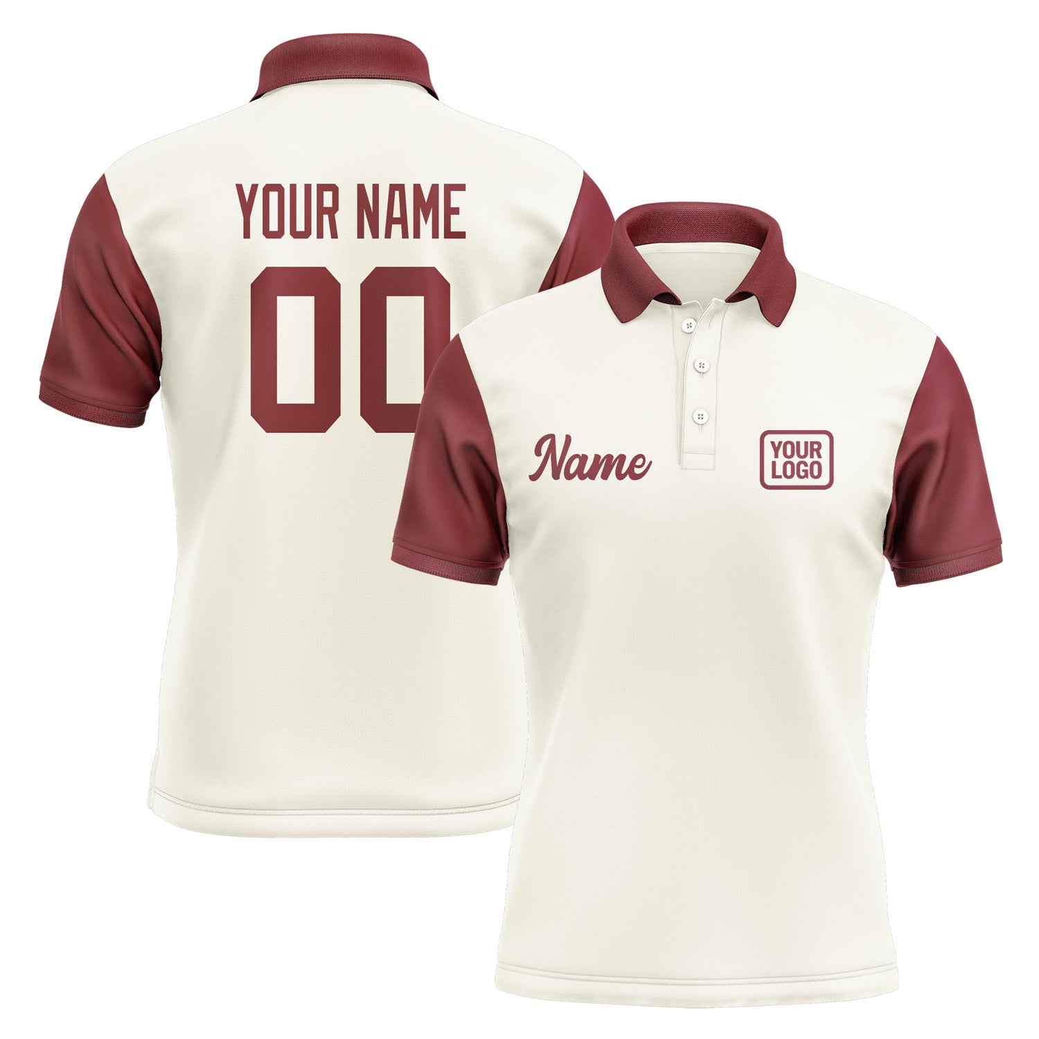 Custom Cream Crimson Red Short-Sleeve Polo Shirt PO031515B115