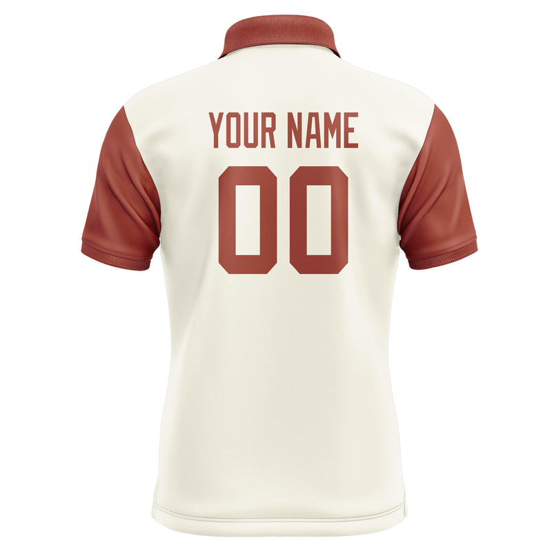 Custom Cream Coral Red Short-Sleeve Polo Shirt PO031616B116