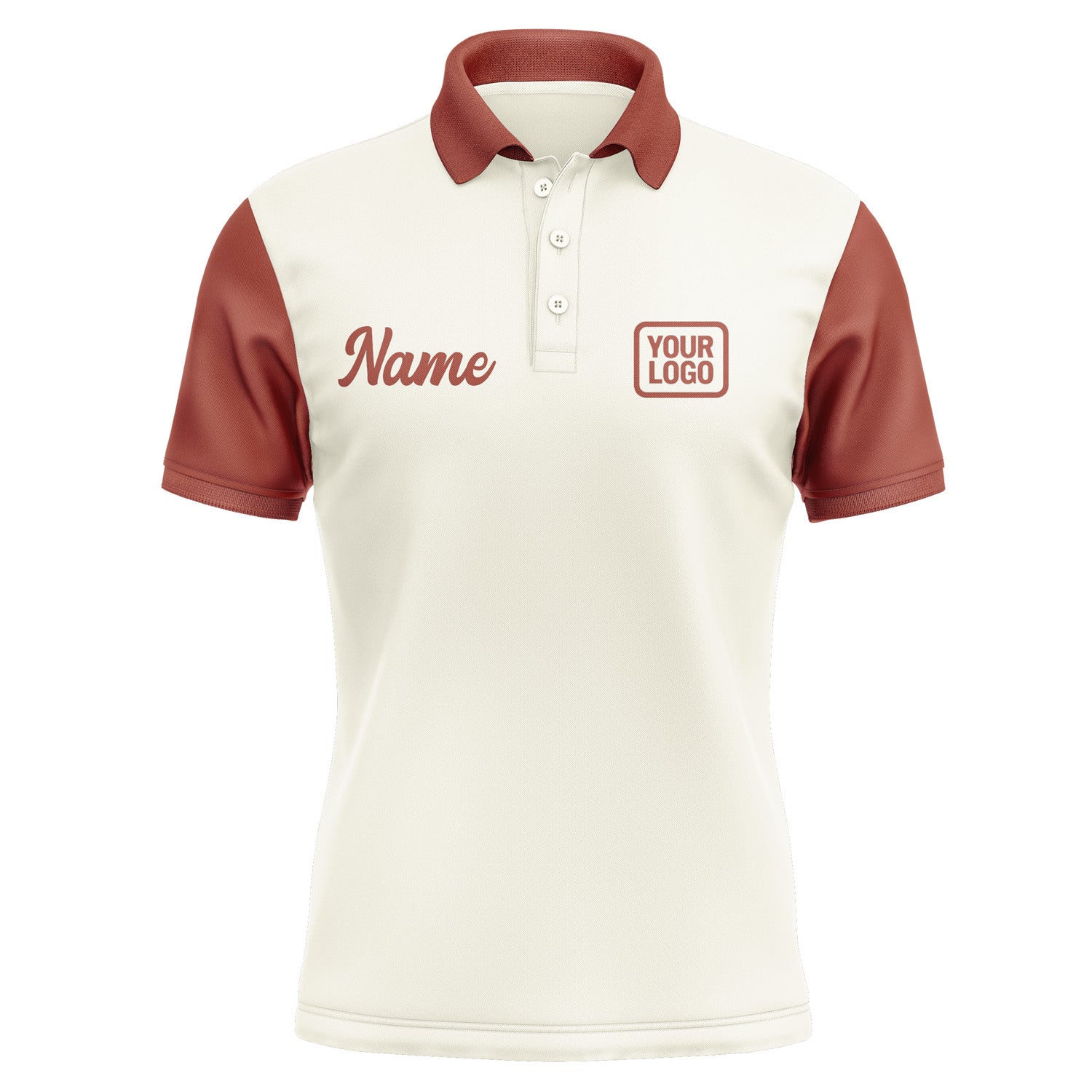 Custom Cream Coral Red Short-Sleeve Polo Shirt PO031616B116