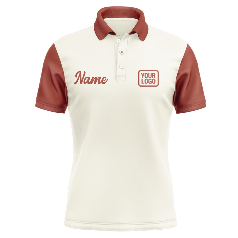 Custom Cream Coral Red Short-Sleeve Polo Shirt PO031616B116