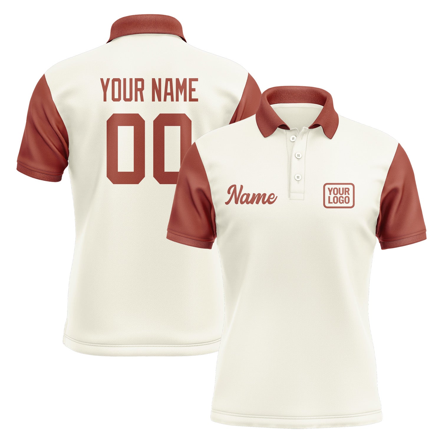 Custom Cream Coral Red Short-Sleeve Polo Shirt PO031616B116