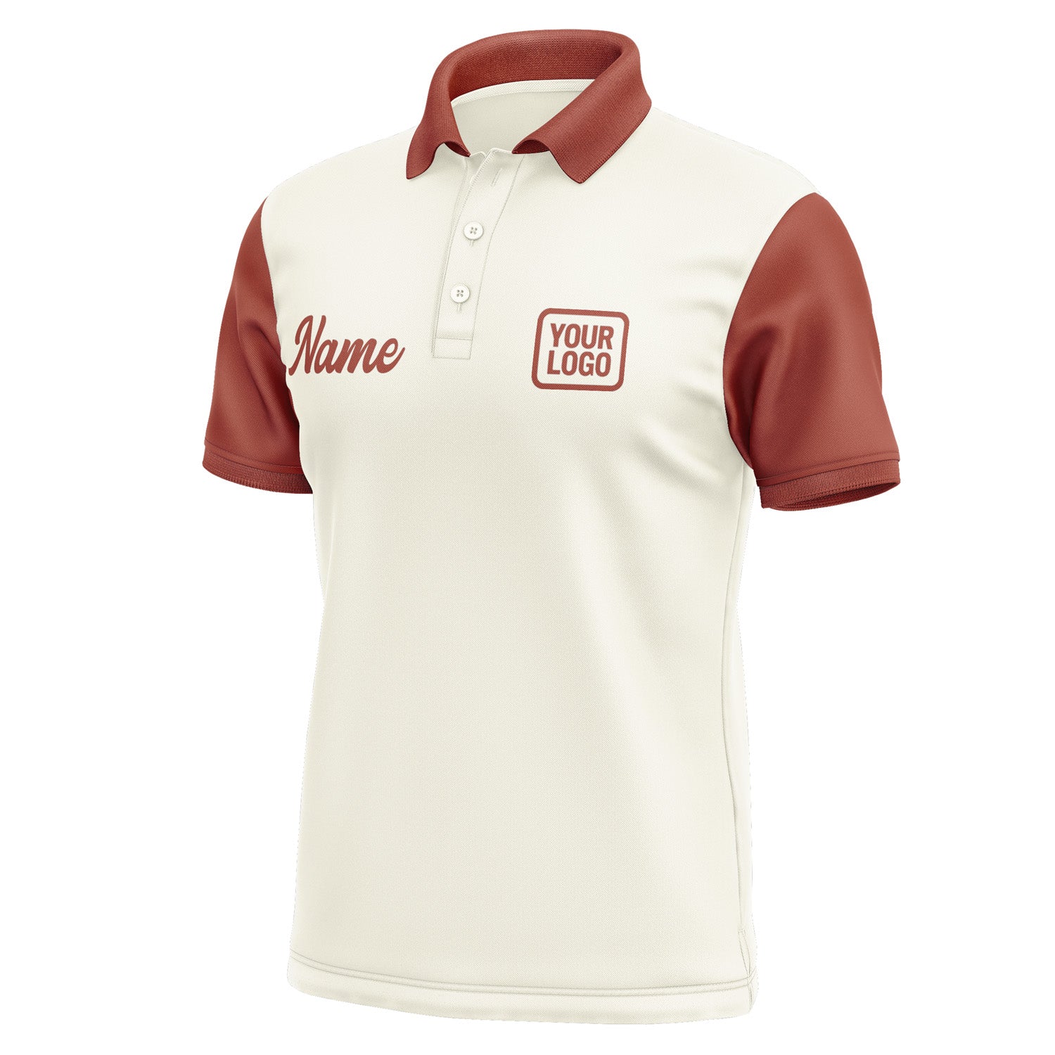 Custom Cream Coral Red Short-Sleeve Polo Shirt PO031616B116
