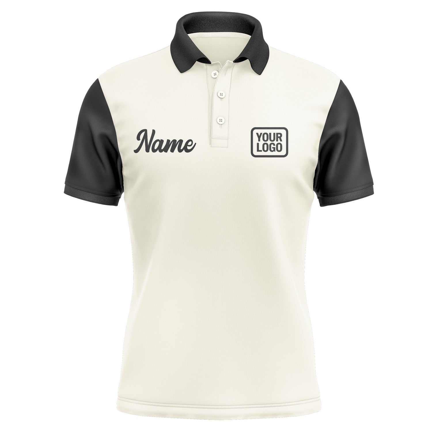 Custom Cream Black Short-Sleeve Polo Shirt PO031717B117