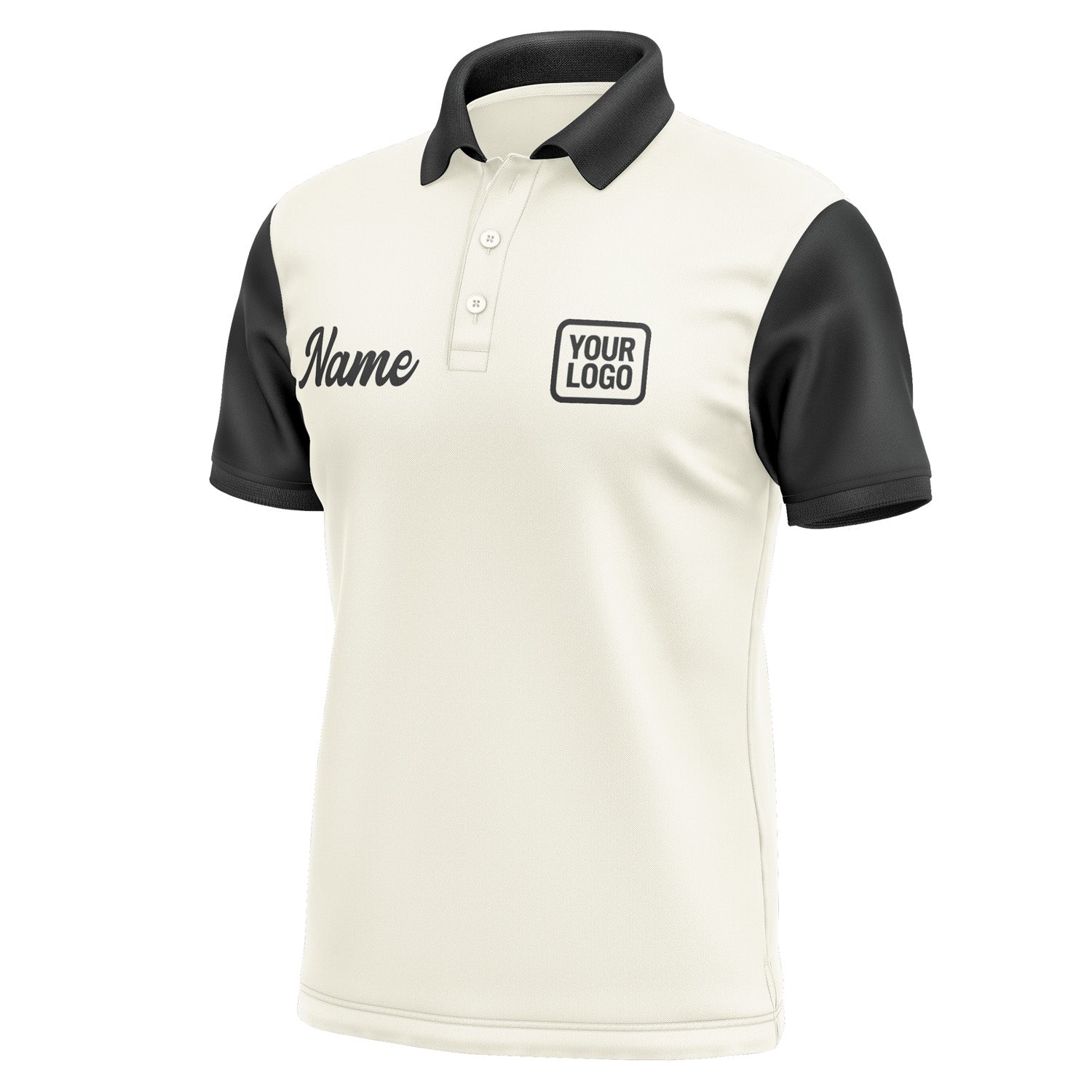 Custom Cream Black Short-Sleeve Polo Shirt PO031717B117