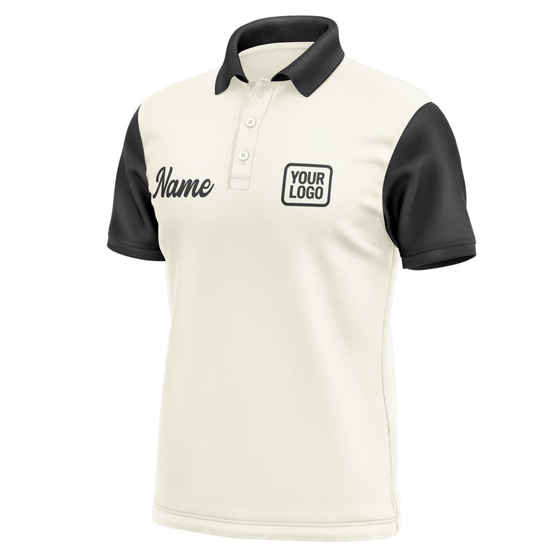 Custom Cream Black Short-Sleeve Polo Shirt PO031717B117