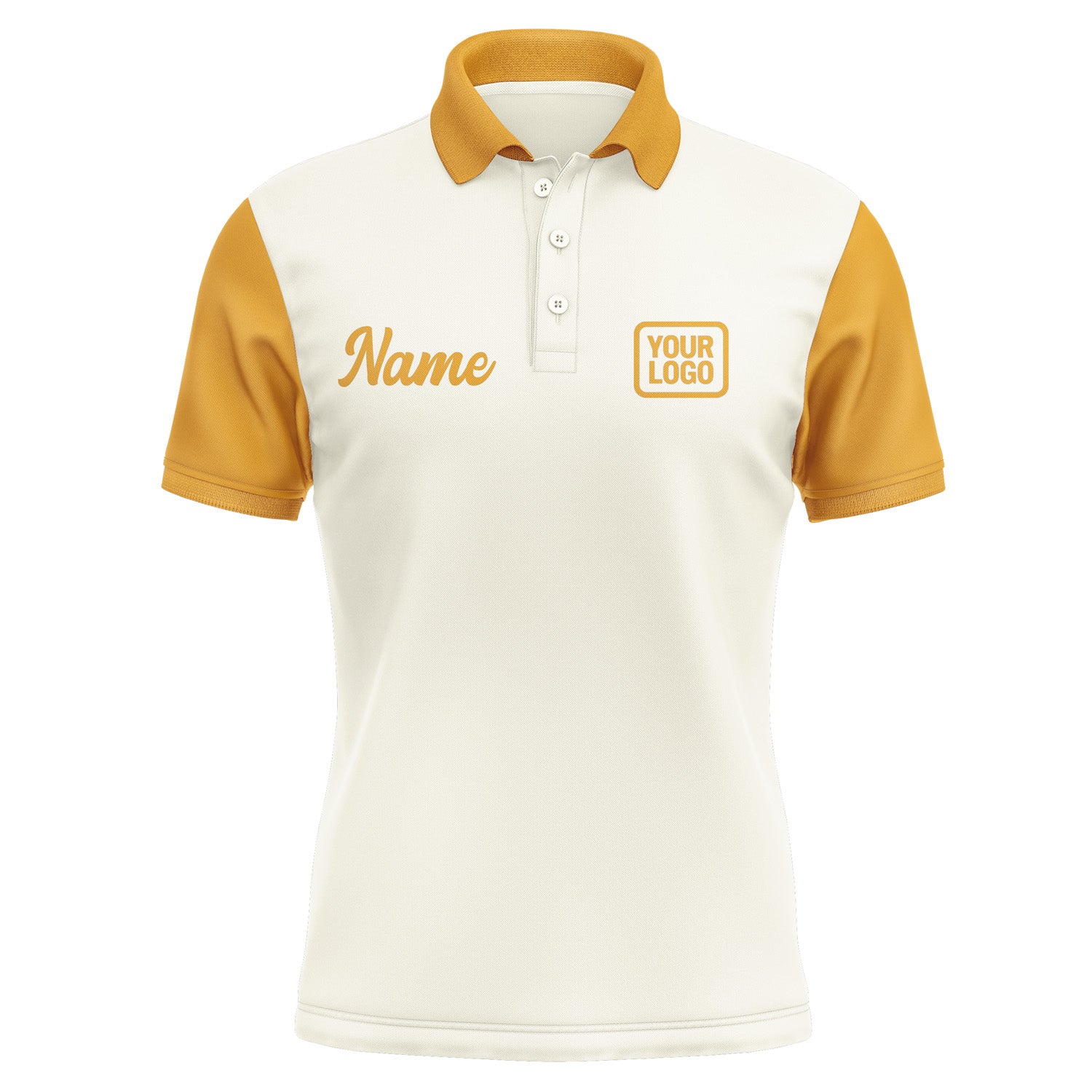 Custom Cream Yellow Short-Sleeve Polo Shirt PO031919B119