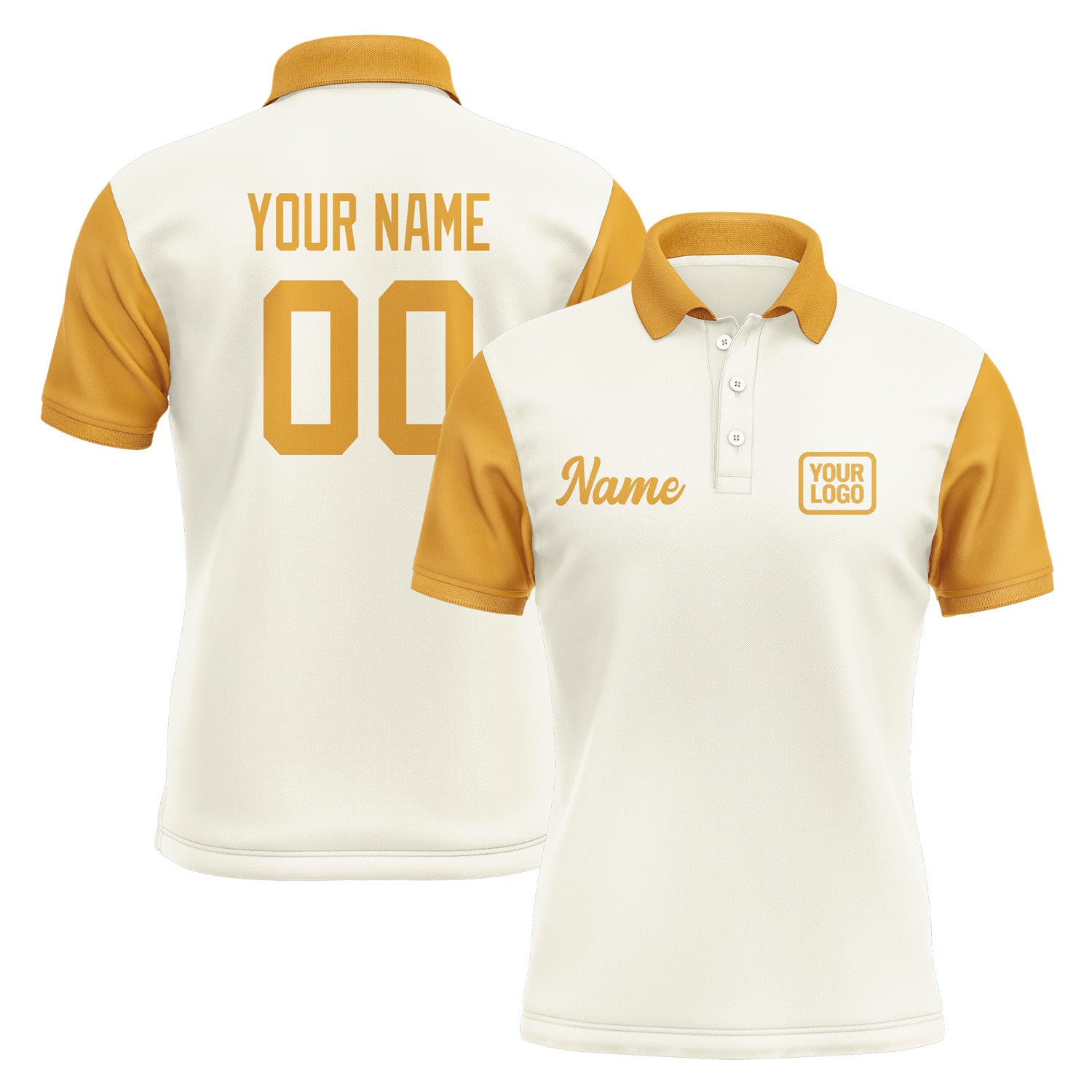 Custom Cream Yellow Short-Sleeve Polo Shirt PO031919B119