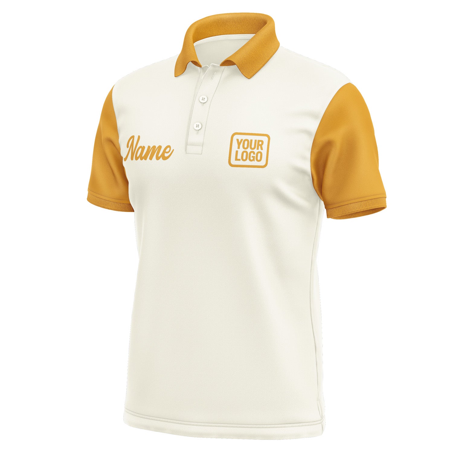 Custom Cream Yellow Short-Sleeve Polo Shirt PO031919B119