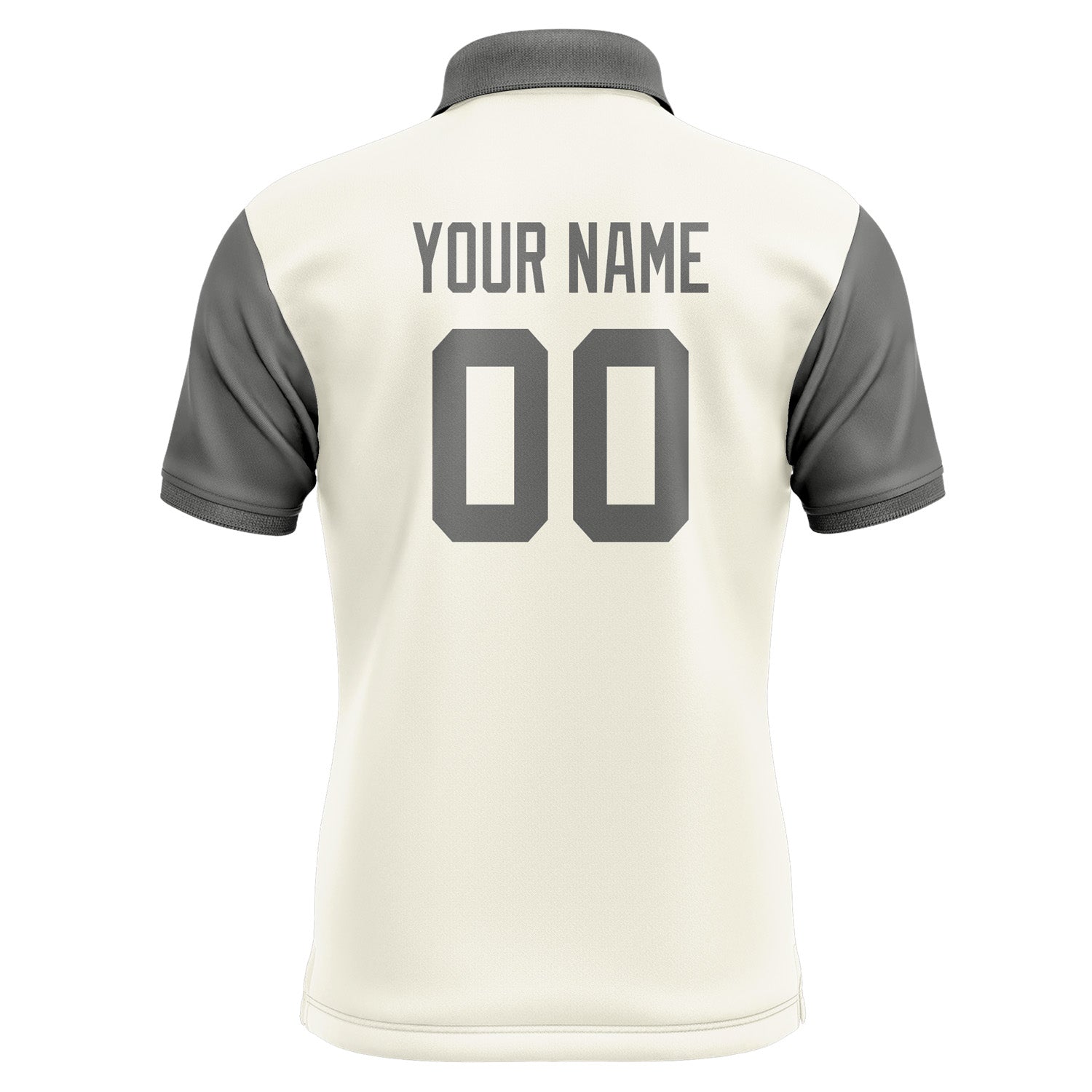 Custom Cream Dark Grey Short-Sleeve Polo Shirt PO032020B120