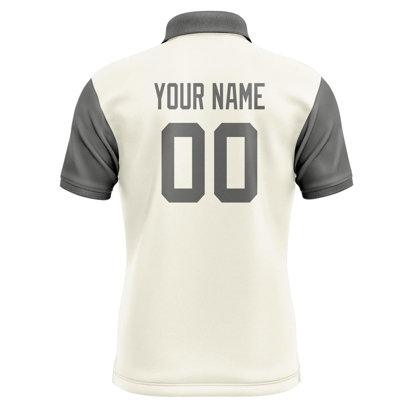 Custom Cream Dark Grey Short-Sleeve Polo Shirt PO032020B120