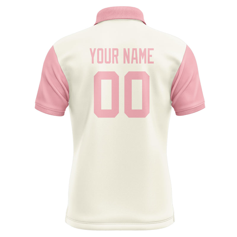 Custom Cream Light Pink Short-Sleeve Polo Shirt PO032121B121