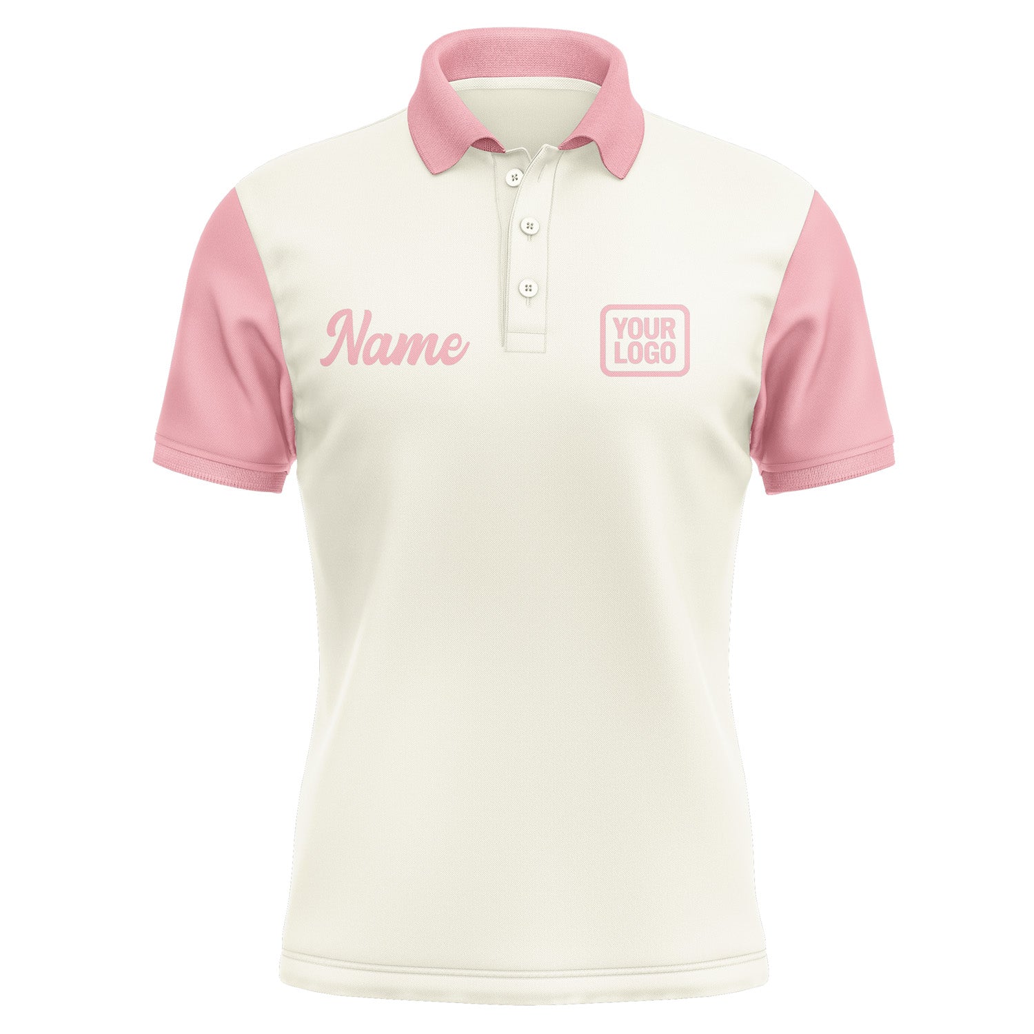 Custom Cream Light Pink Short-Sleeve Polo Shirt PO032121B121