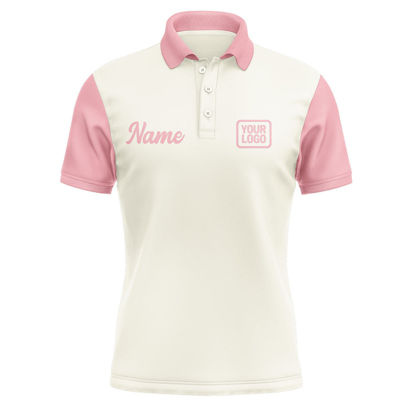 Custom Cream Light Pink Short-Sleeve Polo Shirt PO032121B121