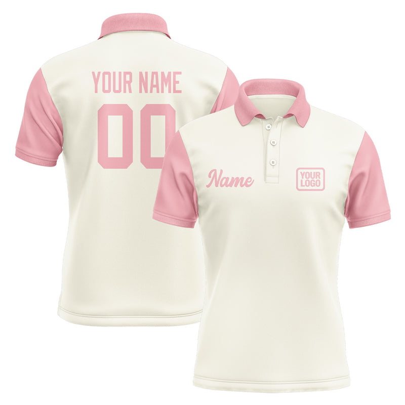 Custom Cream Light Pink Short-Sleeve Polo Shirt PO032121B121
