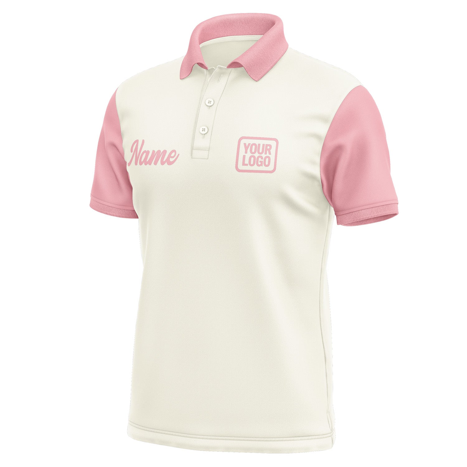 Custom Cream Light Pink Short-Sleeve Polo Shirt PO032121B121