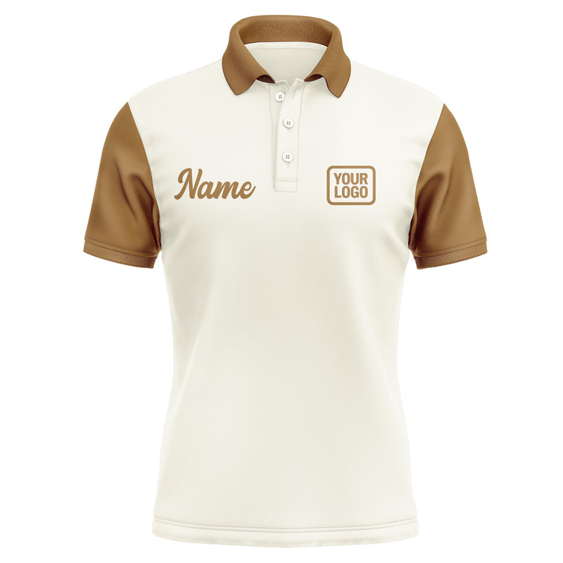 Custom Cream Khaki Short-Sleeve Polo Shirt PO032222B122