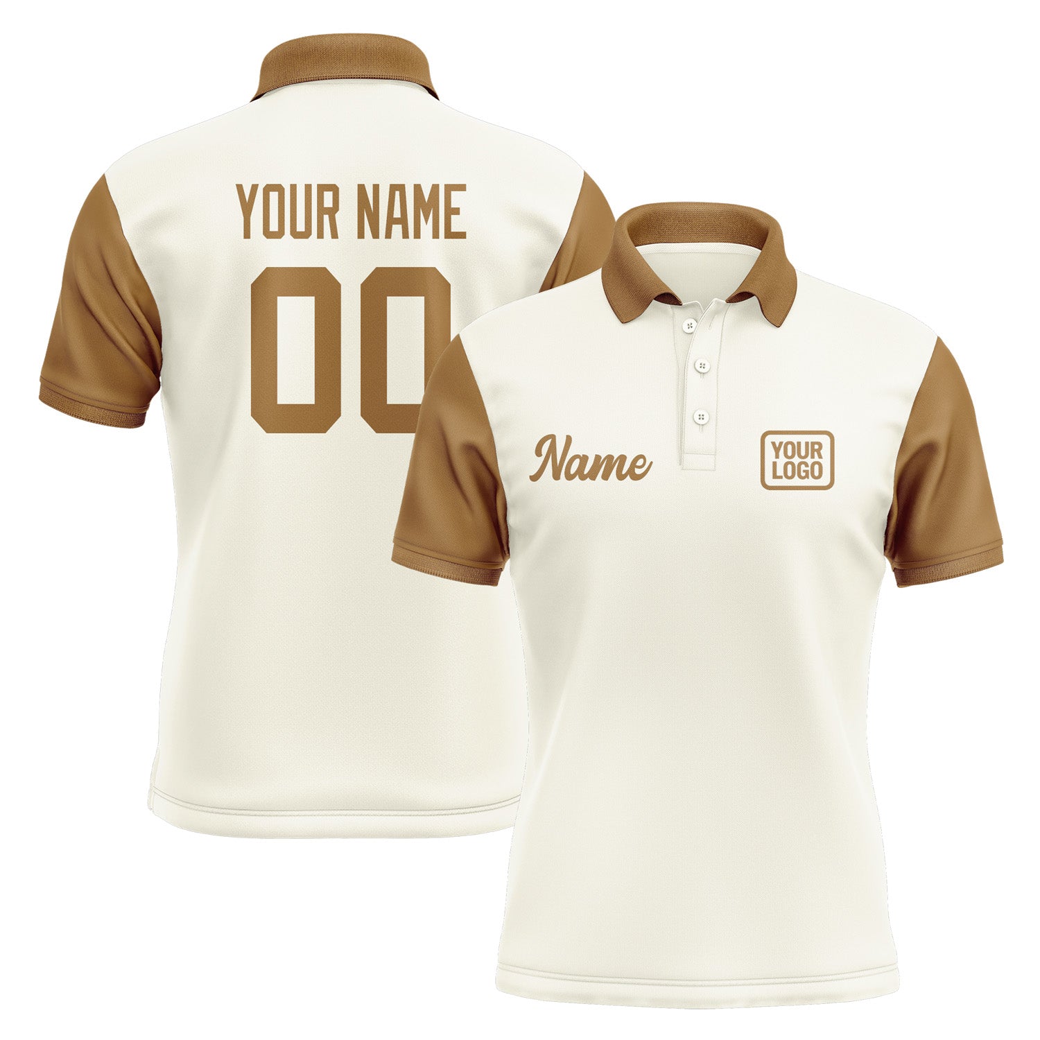 Custom Cream Khaki Short-Sleeve Polo Shirt PO032222B122