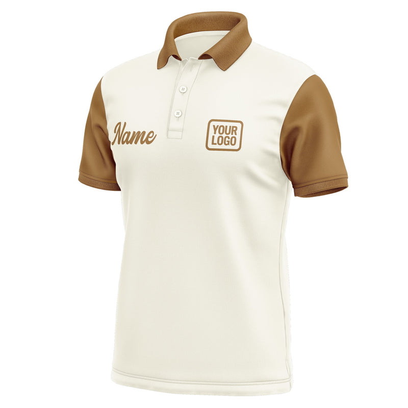 Custom Cream Khaki Short-Sleeve Polo Shirt PO032222B122