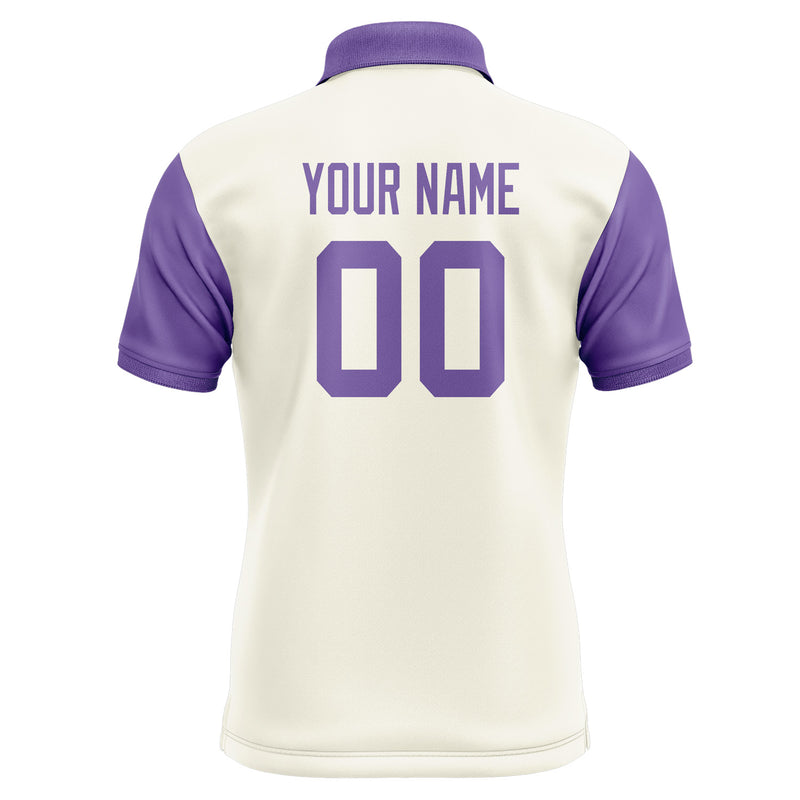 Custom Cream Light Purple Short-Sleeve Polo Shirt PO032323B123