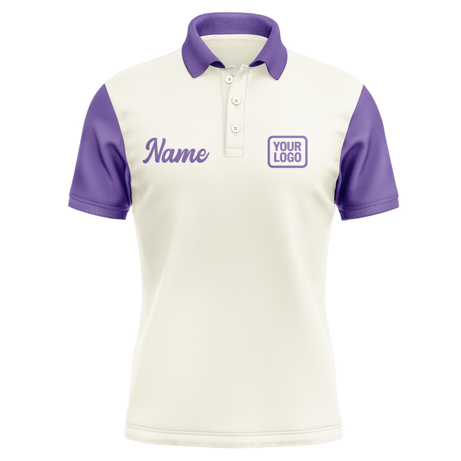 Custom Cream Light Purple Short-Sleeve Polo Shirt PO032323B123