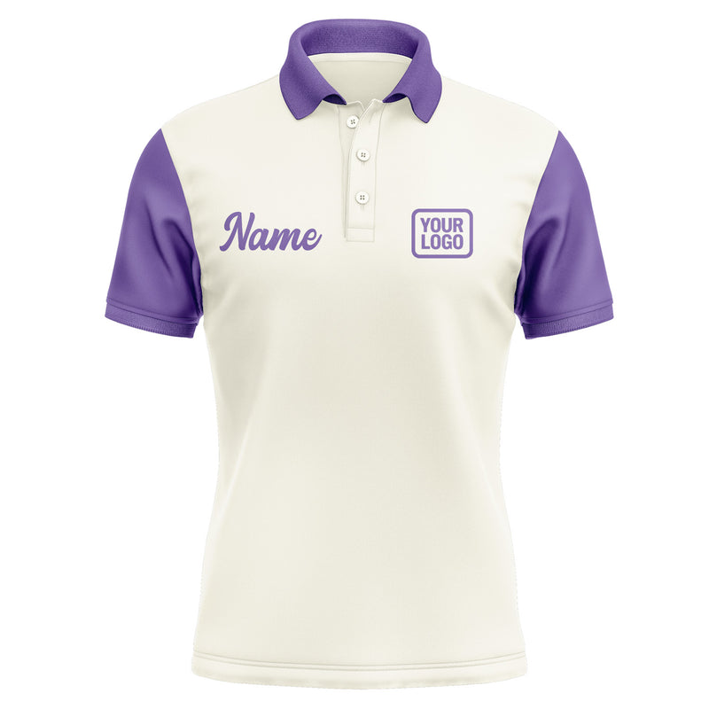 Custom Cream Light Purple Short-Sleeve Polo Shirt PO032323B123