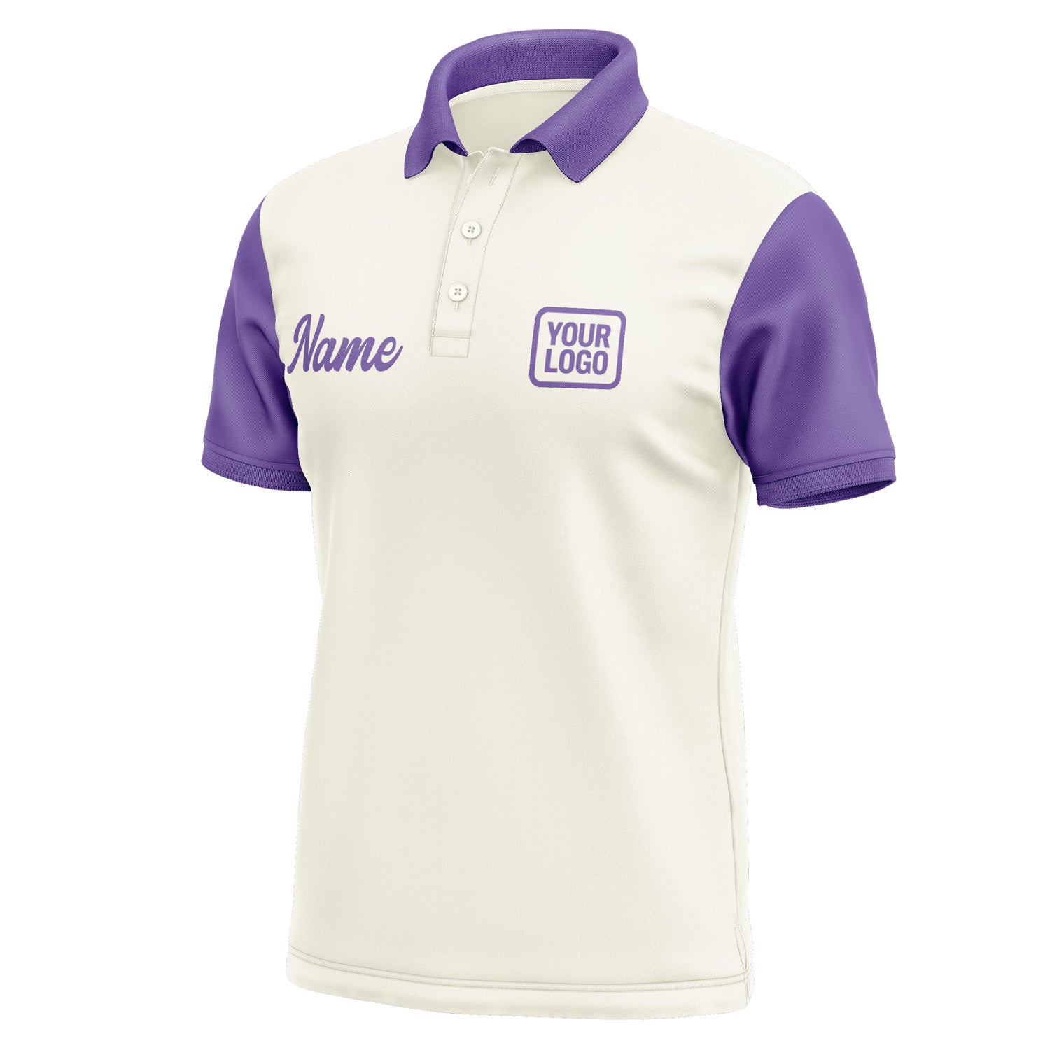 Custom Cream Light Purple Short-Sleeve Polo Shirt PO032323B123