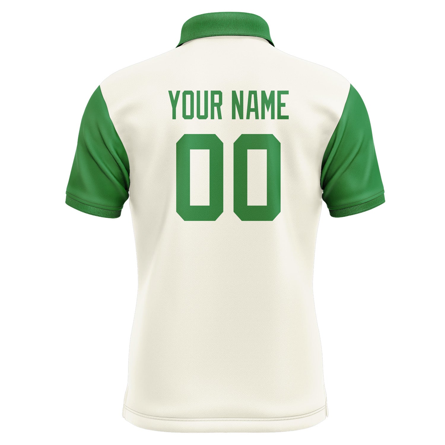 Custom Cream Emerald Green Short-Sleeve Polo Shirt PO032424B124