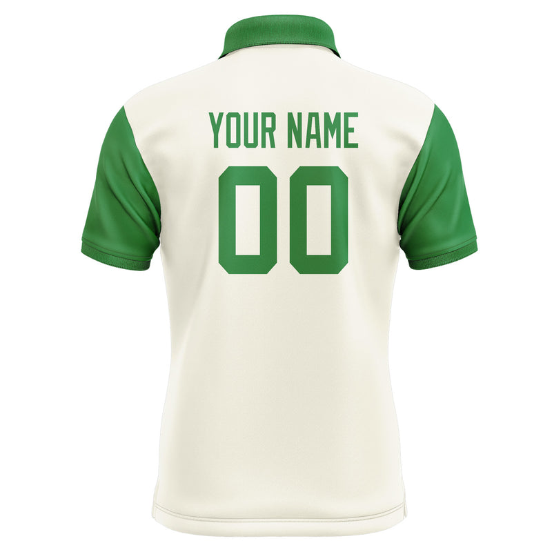 Custom Cream Emerald Green Short-Sleeve Polo Shirt PO032424B124