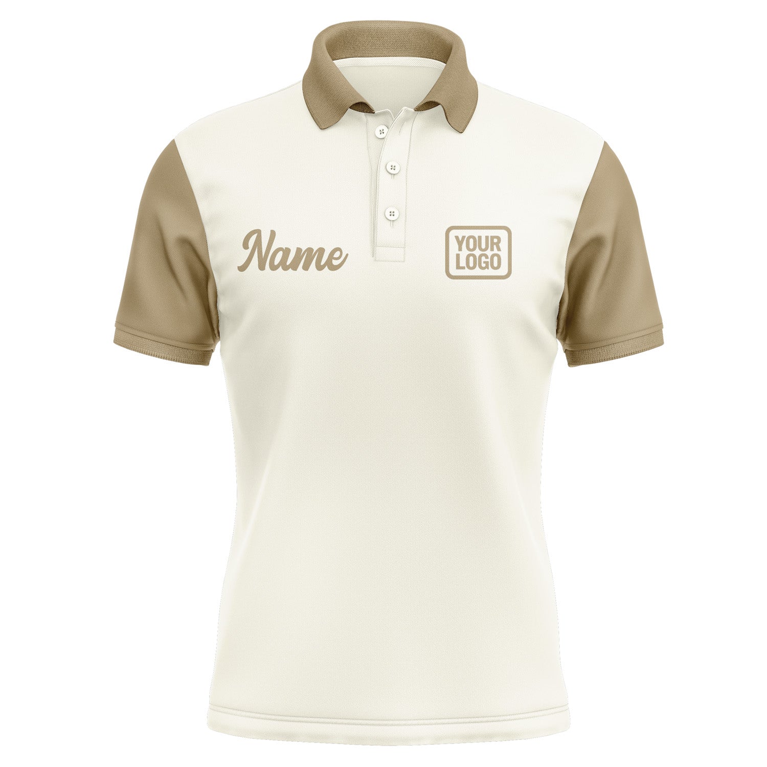 Custom Cream Light Khaki Short-Sleeve Polo Shirt PO032525B125