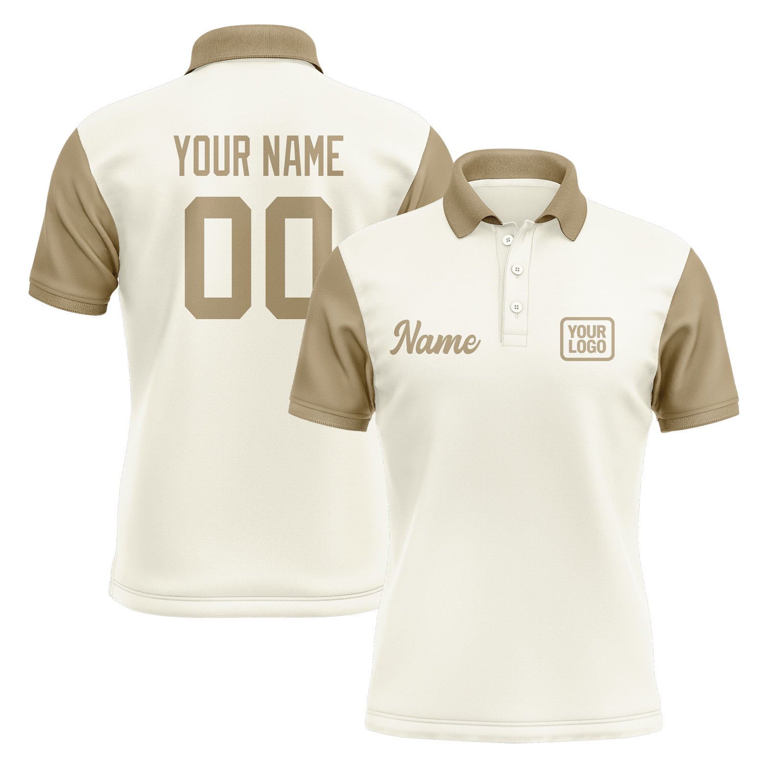 Custom Cream Light Khaki Short-Sleeve Polo Shirt PO032525B125