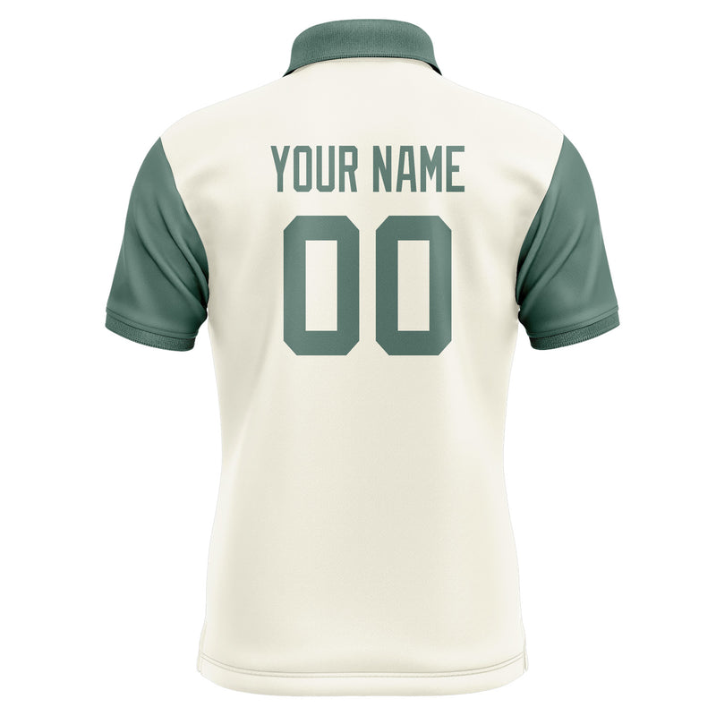 Custom Cream Blue Green Short-Sleeve Polo Shirt PO032727B127