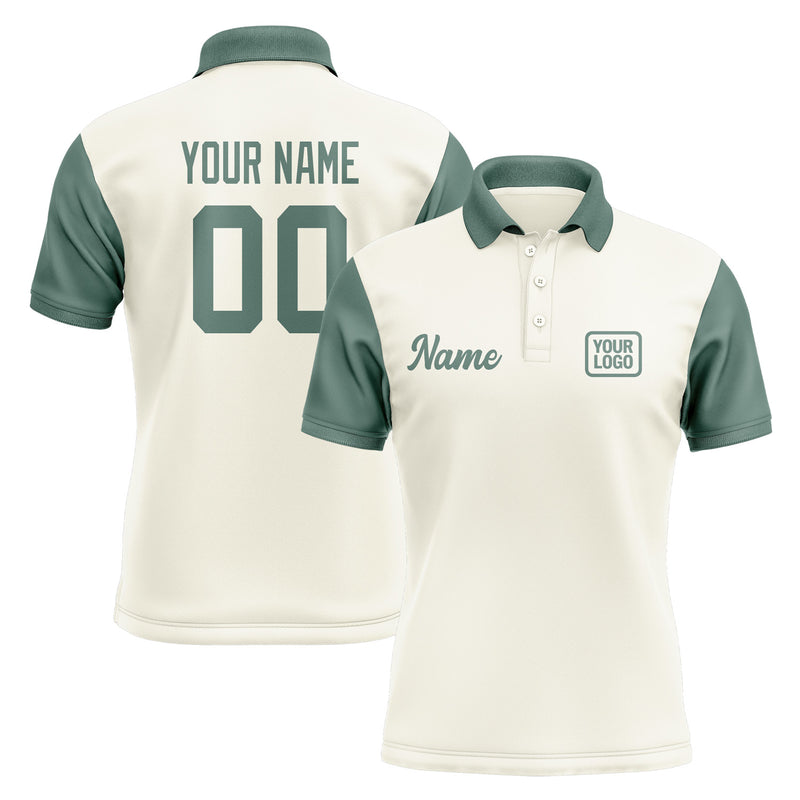 Custom Cream Blue Green Short-Sleeve Polo Shirt PO032727B127