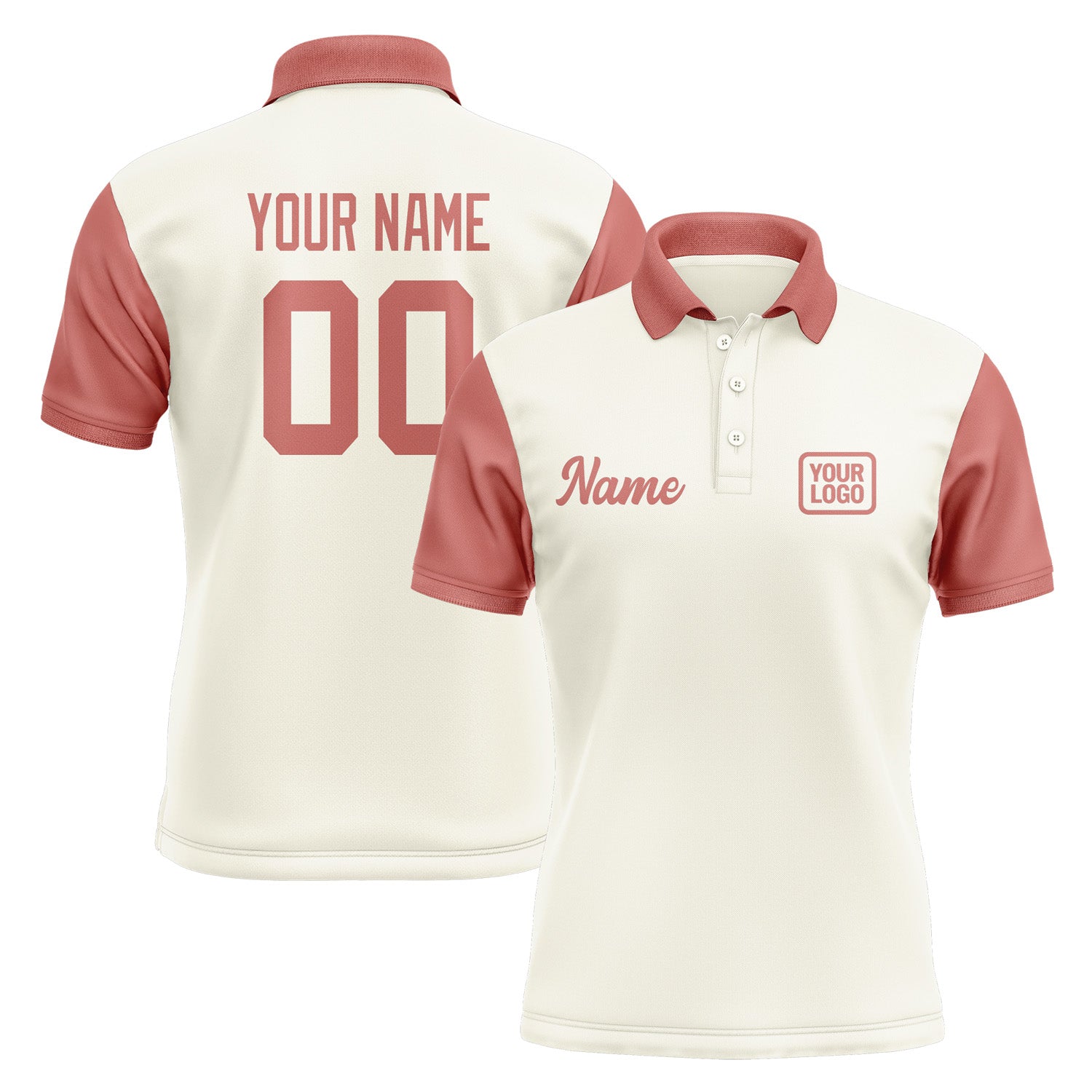 Custom Cream Copper Rose Short-Sleeve Polo Shirt PO032929B129