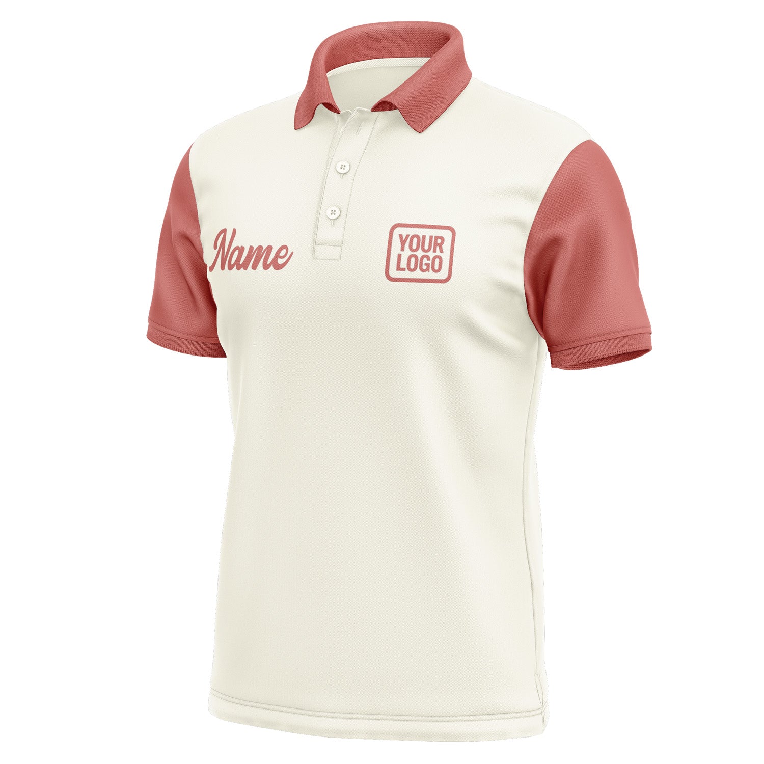 Custom Cream Copper Rose Short-Sleeve Polo Shirt PO032929B129