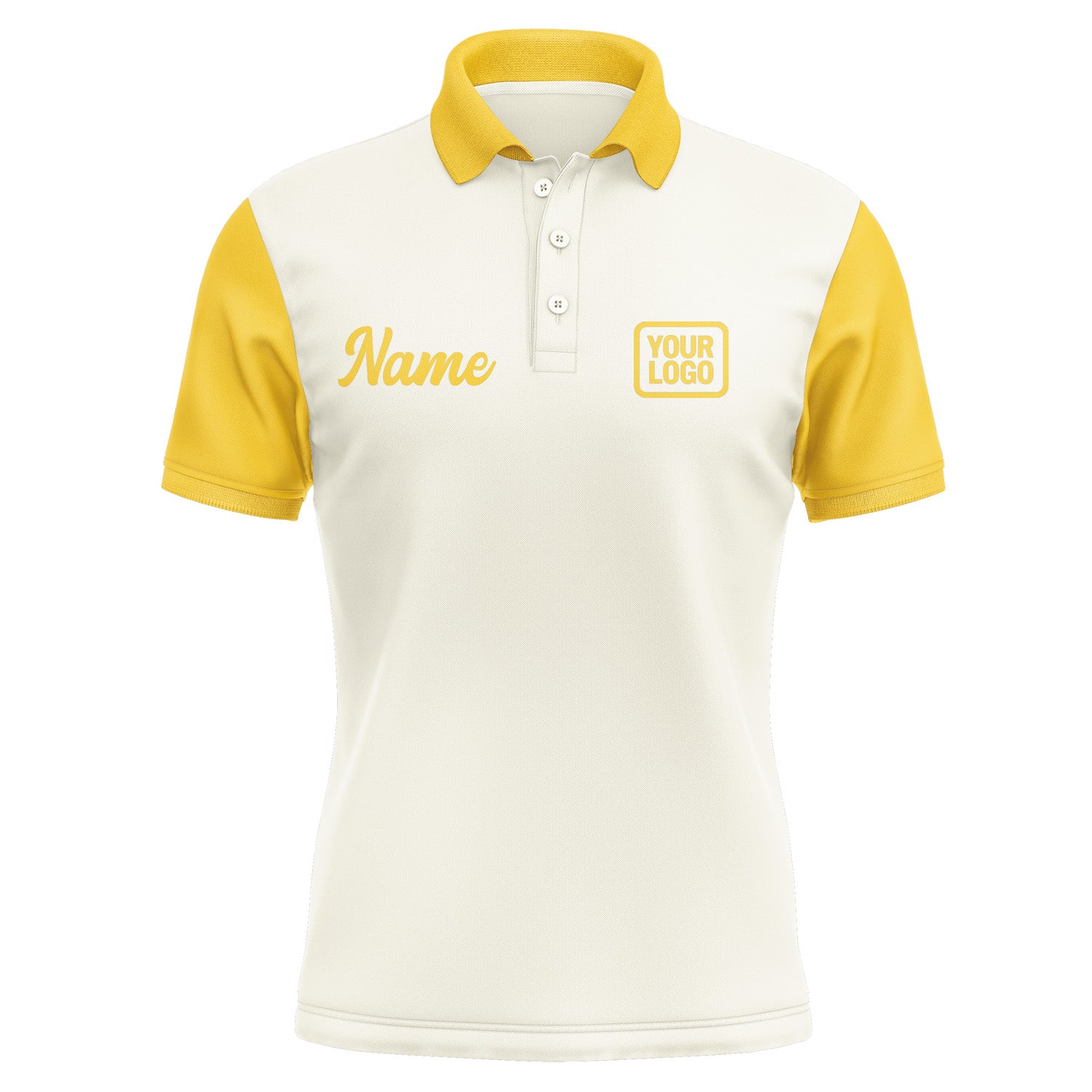 Custom Cream Gold Short-Sleeve Polo Shirt PO033030B130