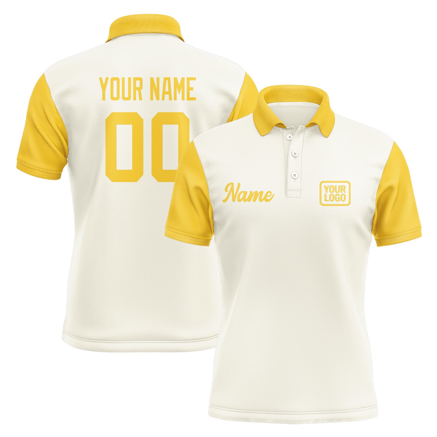 Custom Cream Gold Short-Sleeve Polo Shirt PO033030B130
