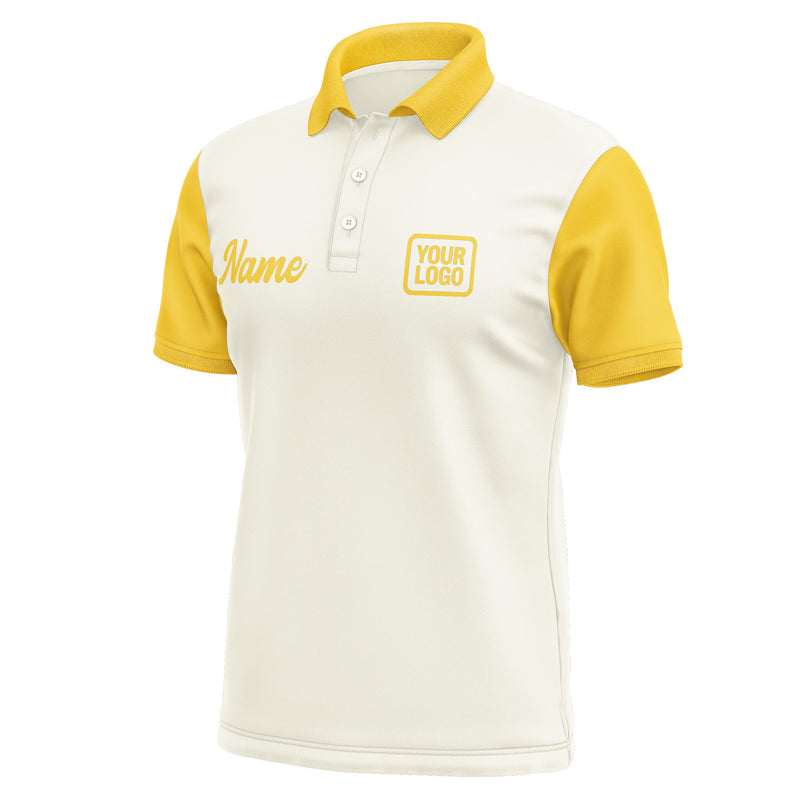 Custom Cream Gold Short-Sleeve Polo Shirt PO033030B130