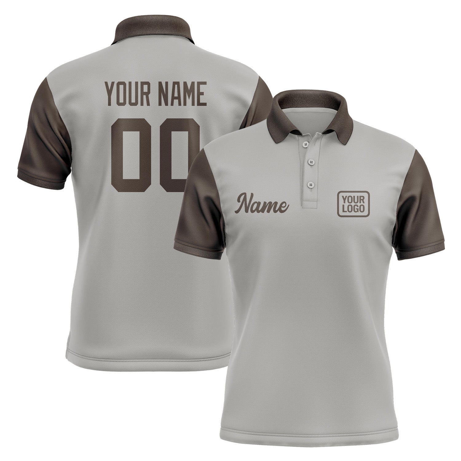 Custom Gray Brown Short-Sleeve Polo Shirt PO040101B101