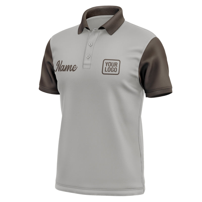 Custom Gray Brown Short-Sleeve Polo Shirt PO040101B101