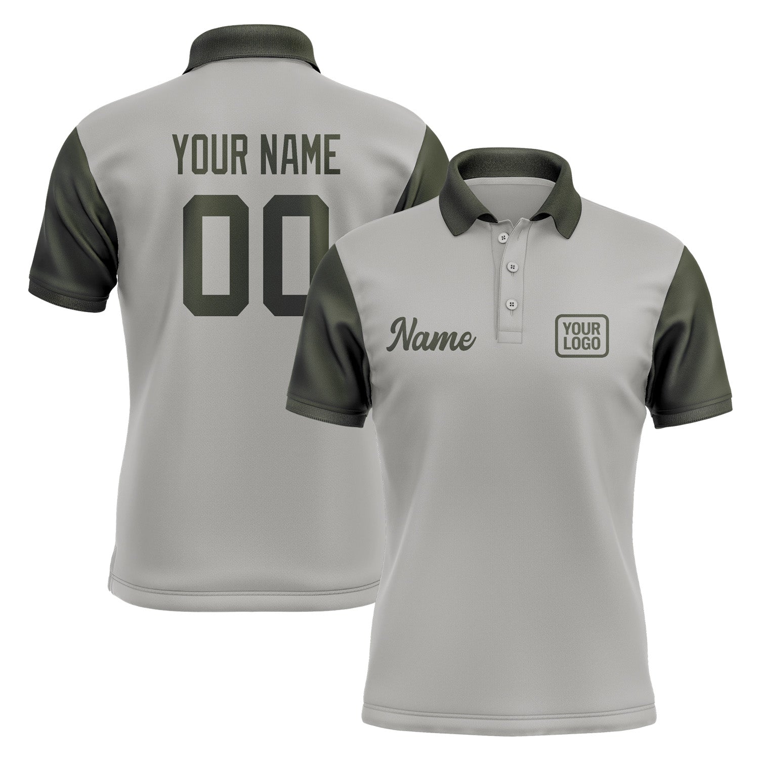 Custom Gray Olive Short-Sleeve Polo Shirt PO040202B102