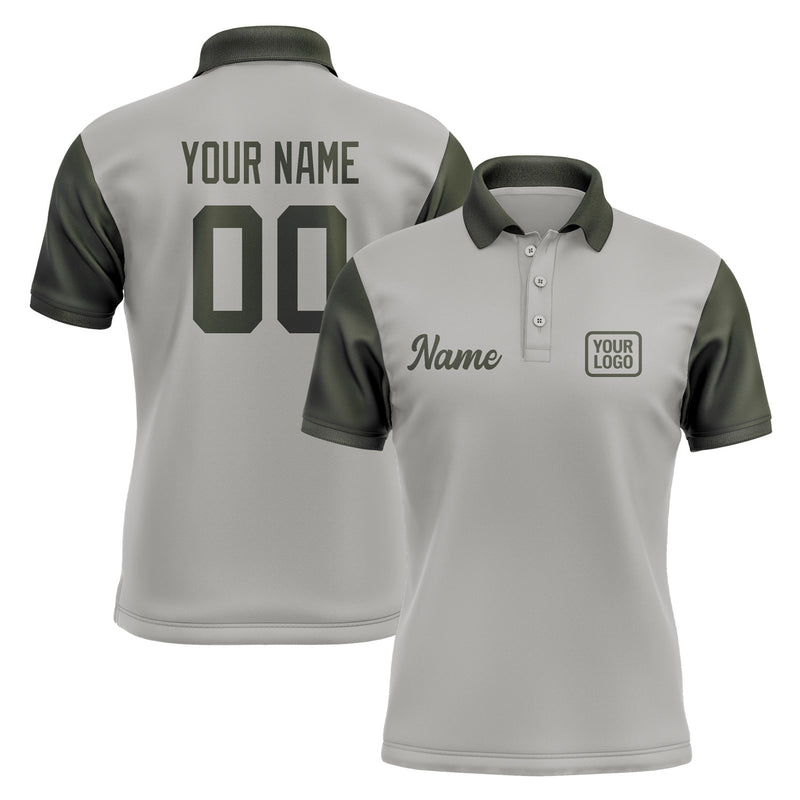 Custom Gray Olive Short-Sleeve Polo Shirt PO040202B102