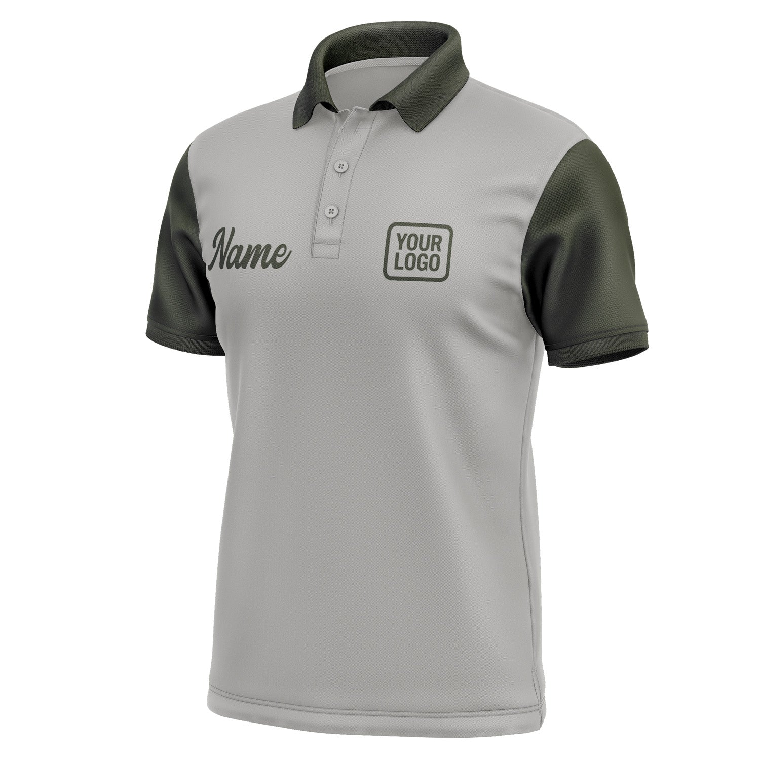 Custom Gray Olive Short-Sleeve Polo Shirt PO040202B102