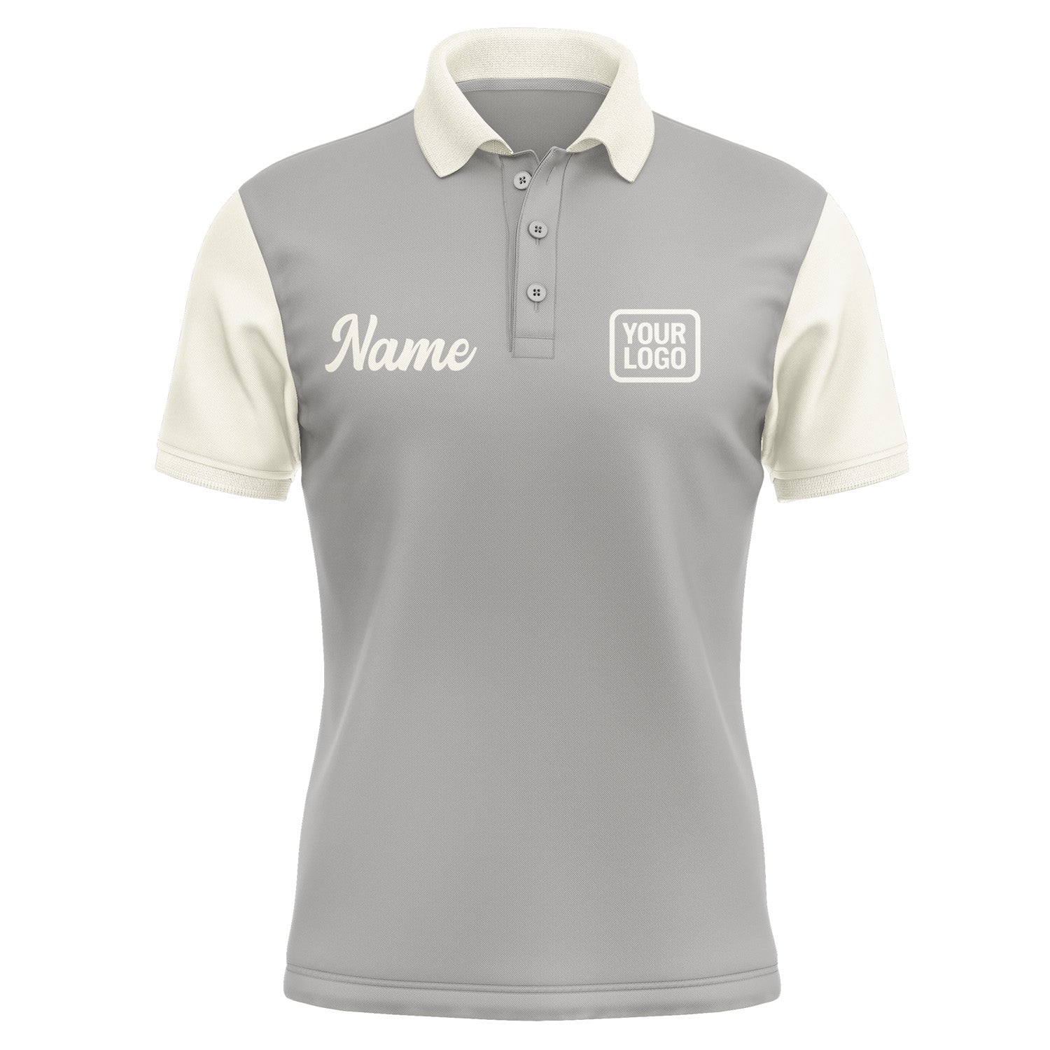 Custom Gray Cream Short-Sleeve Polo Shirt PO040303B103