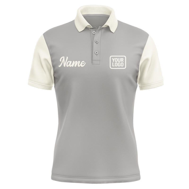 Custom Gray Cream Short-Sleeve Polo Shirt PO040303B103