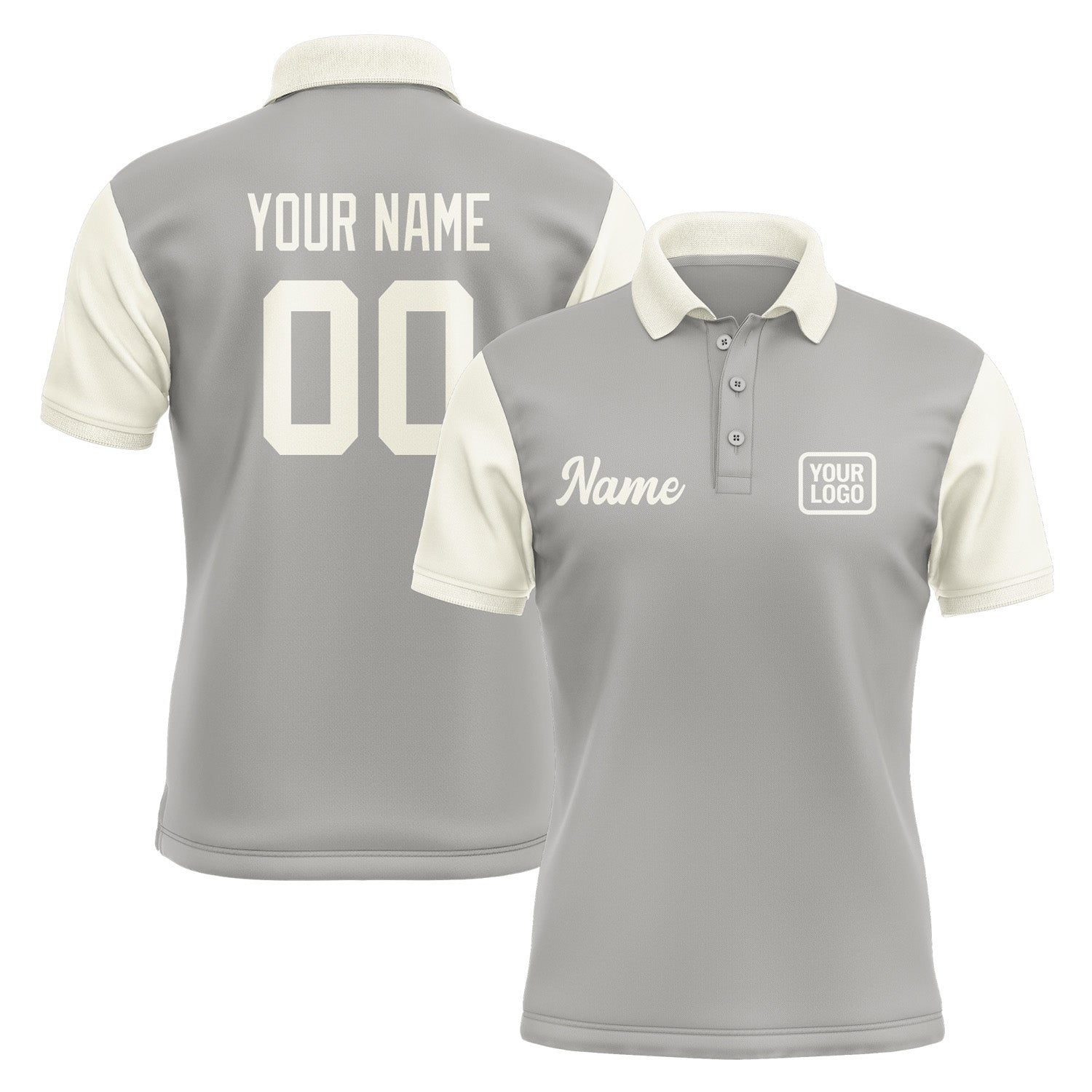 Custom Gray Cream Short-Sleeve Polo Shirt PO040303B103